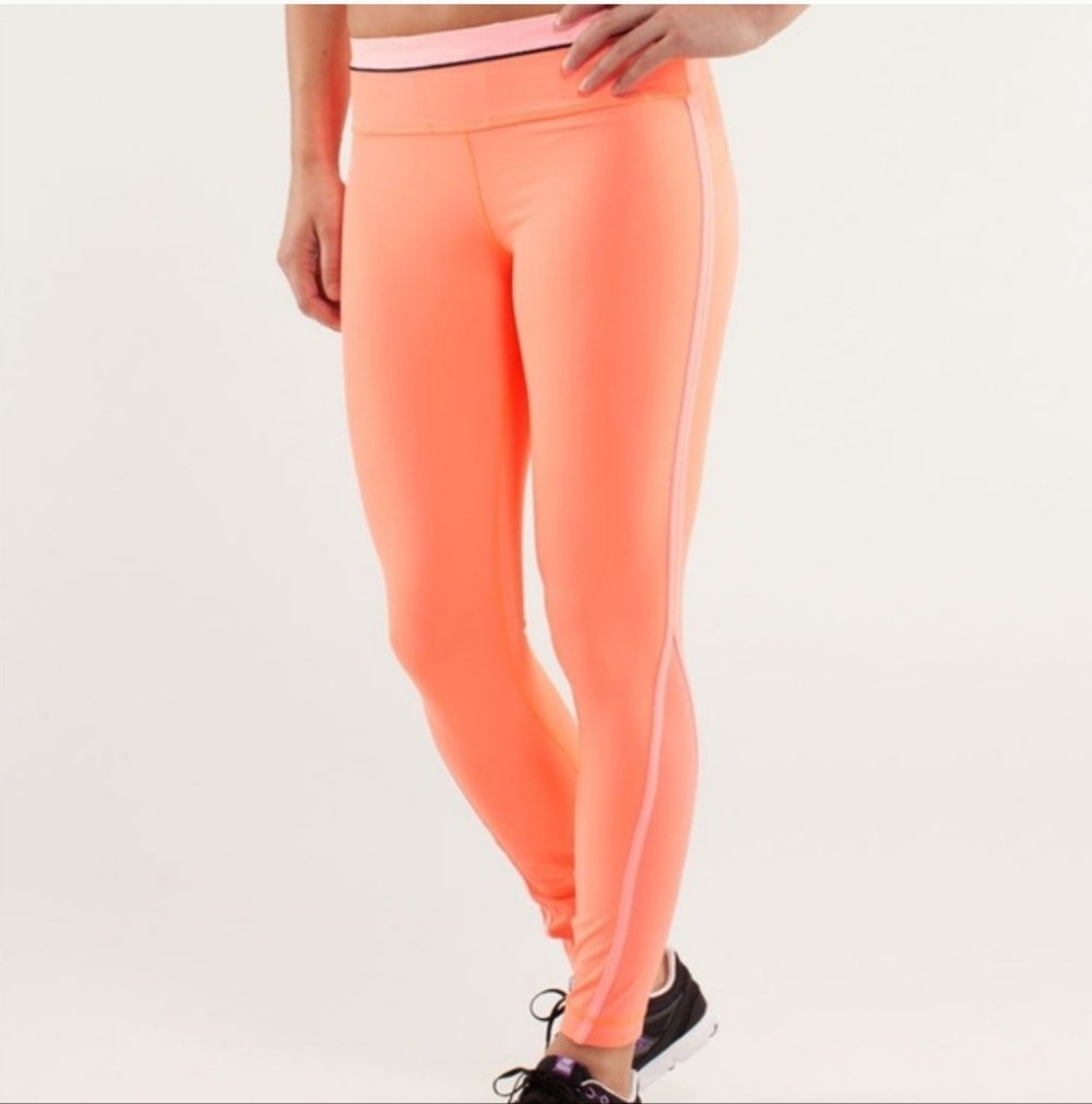 Lululemon Run Pace Tight Pop Orange / Bleached Coral Size 4